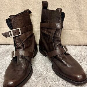 Free People Brown Leather Combat Boots